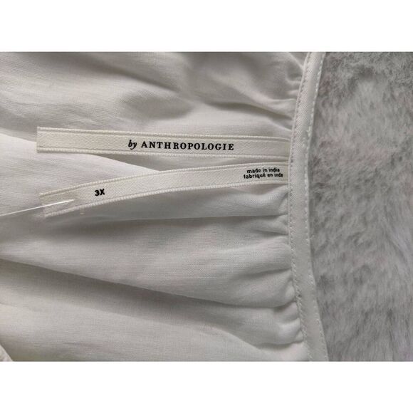 Anthropologie Pleated Puff Sleeve White Top Blouse Plus size 3X NWT - Picture 5 of 12